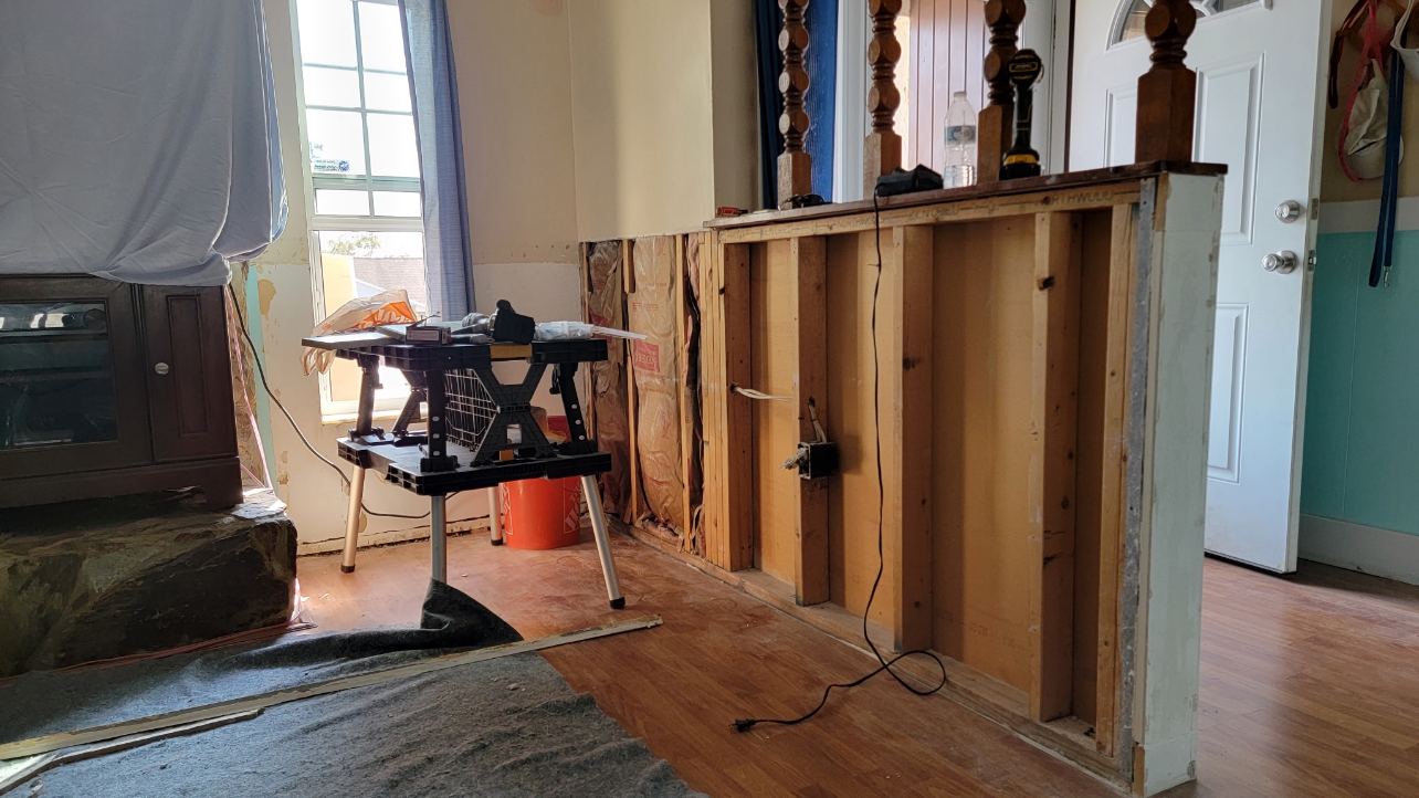 Half wall opened up during repair